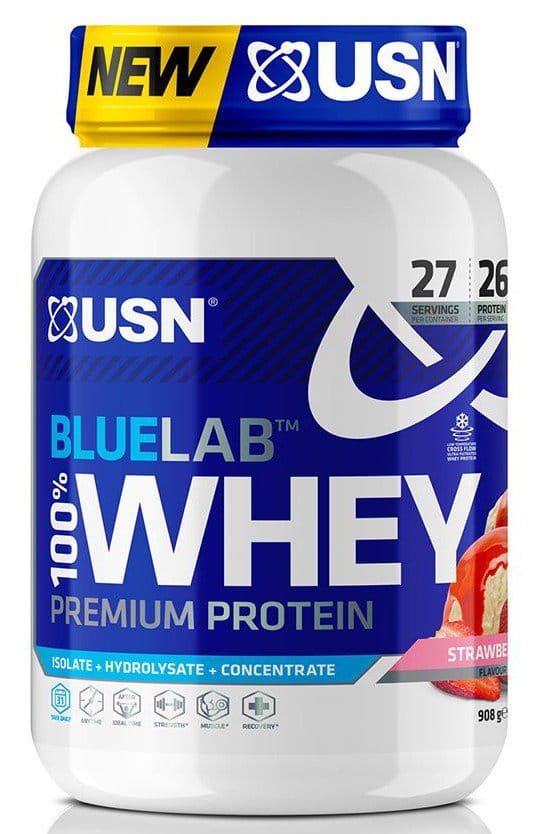 Eiwitpoeders USN BlueLab 100% Whey Premium Protein jahoda 908g